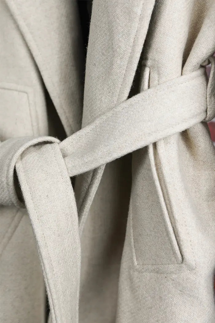 Manteau oversize en laine mélangée Blanc Cassé (Taille M)