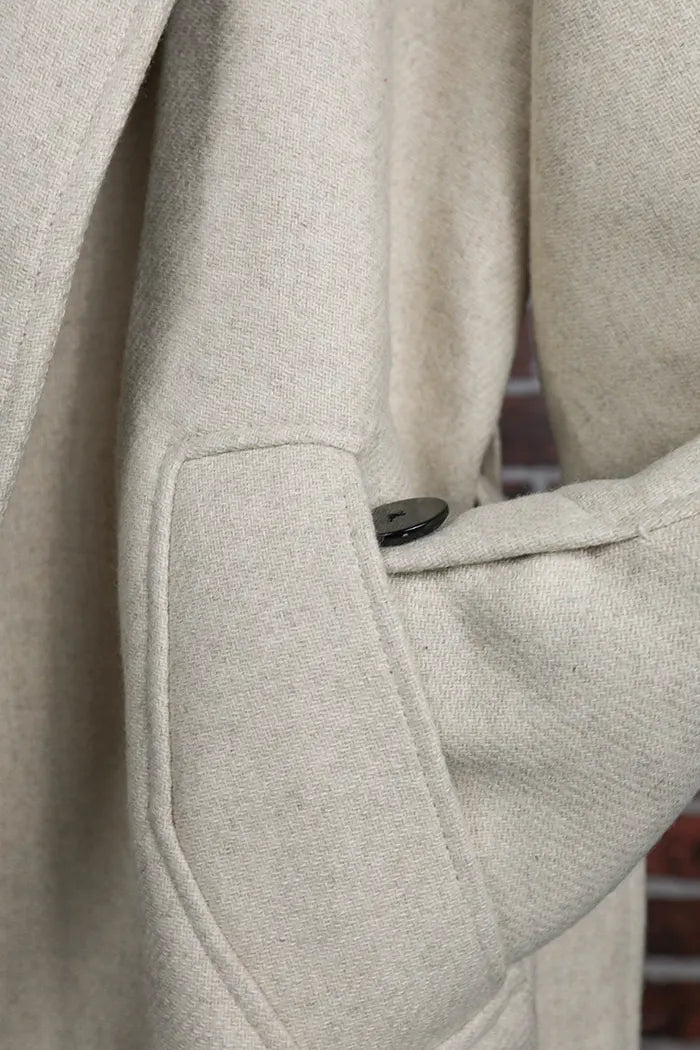 Manteau oversize en laine mélangée Blanc Cassé (Taille M)