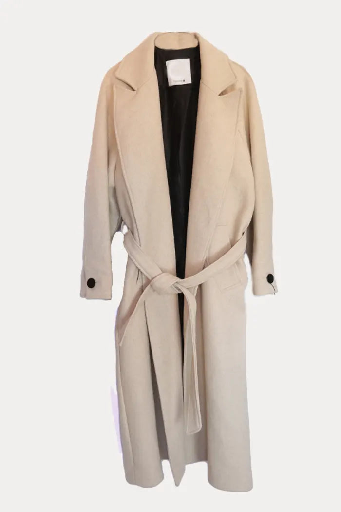 Manteau oversize en laine mélangée Blanc Cassé (Taille M)