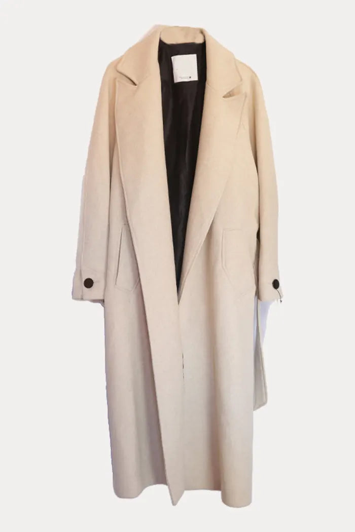 Manteau oversize en laine mélangée Blanc Cassé (Taille M)