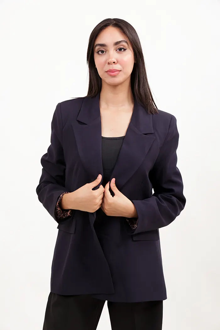 blazer veste navy blue nuit à imprimé léopard