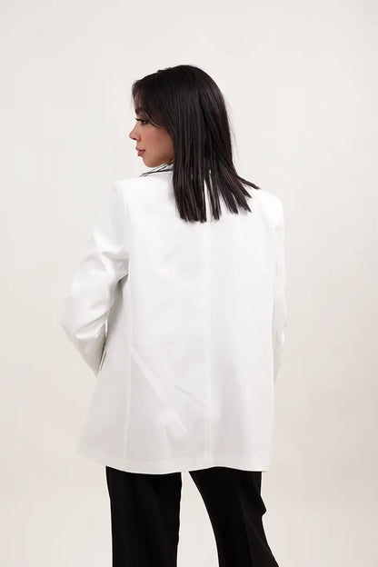 Blazer Veste élégante à imprimé léopard blanc