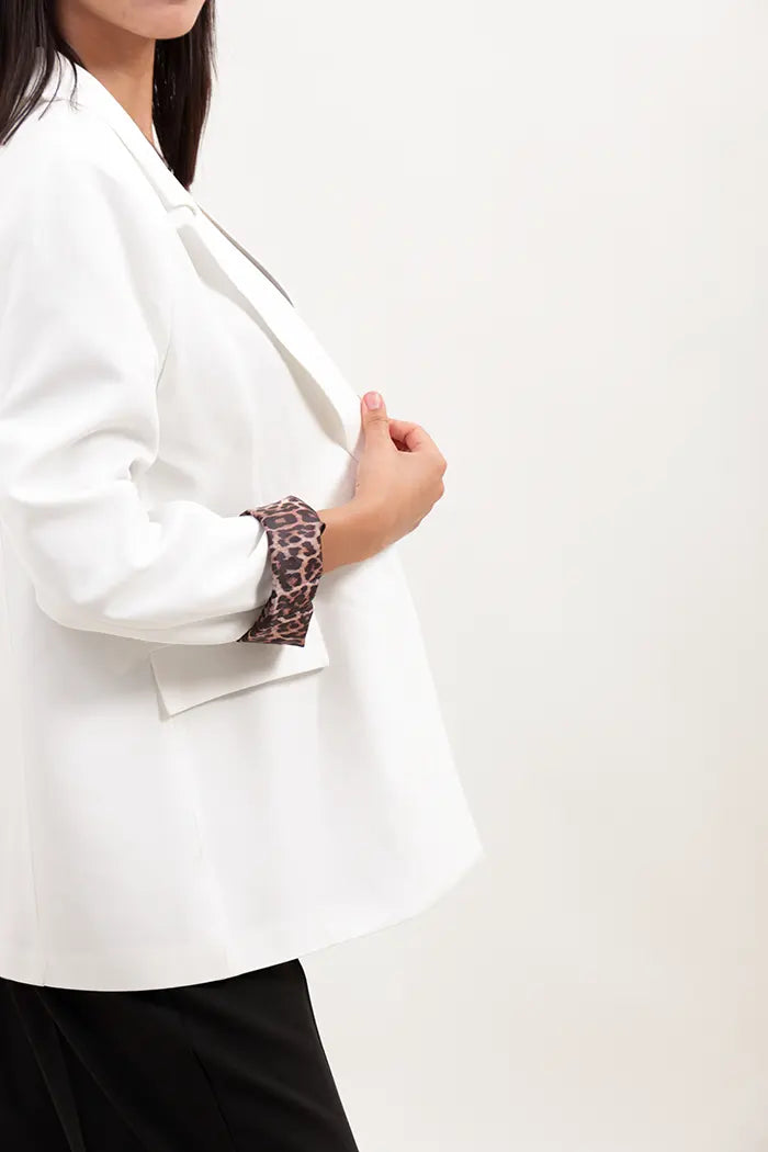 Blazer Veste élégante à imprimé léopard blanc