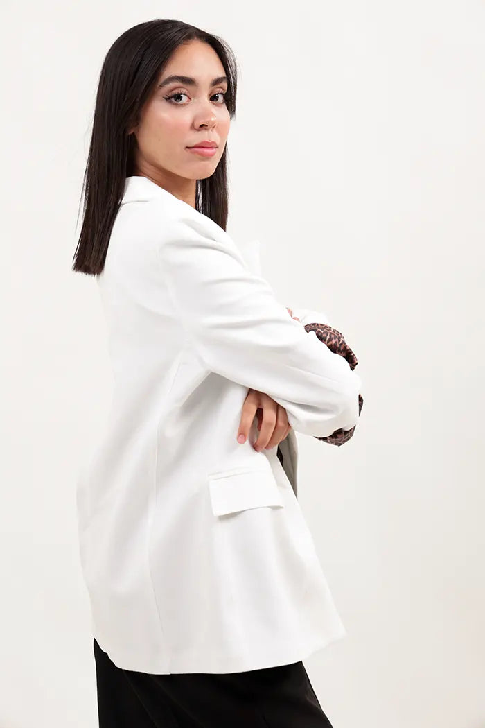 Blazer Veste élégante à imprimé léopard blanc