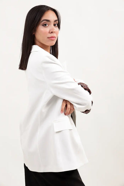 Blazer Veste élégante à imprimé léopard blanc