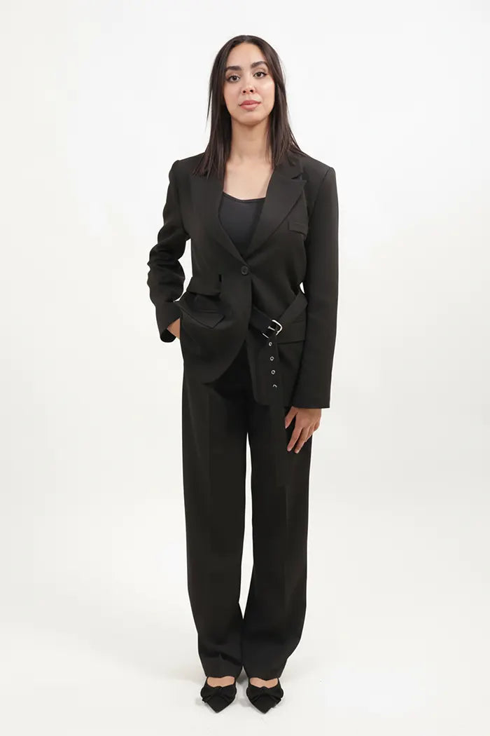 Blazer & Pantalon Femme noir Chic, Fluide et Polyvalent
