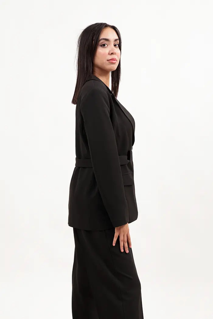 Blazer & Pantalon Femme noir Chic, Fluide et Polyvalent