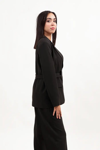 Blazer & Pantalon Femme noir Chic, Fluide et Polyvalent