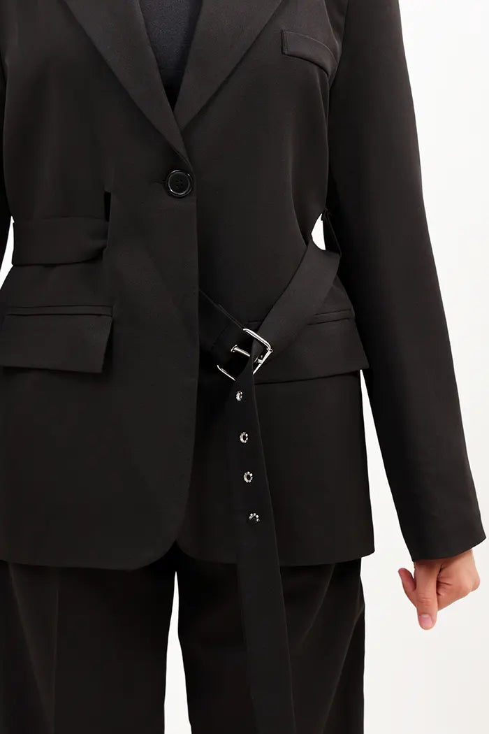 Blazer & Pantalon Femme noir Chic, Fluide et Polyvalent