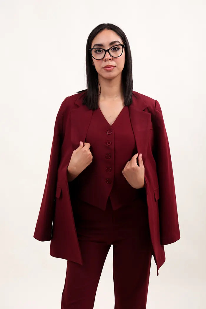 Ensemble 3 pièces élégant en  bordeaux