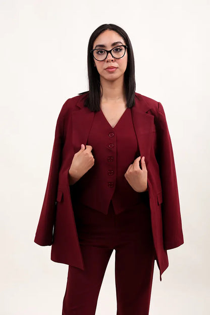 Ensemble 3 pièces élégant en  bordeaux