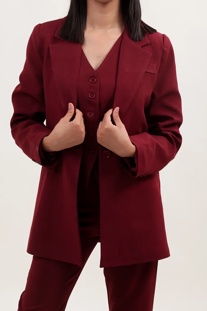 Ensemble 3 pièces élégant en  bordeaux