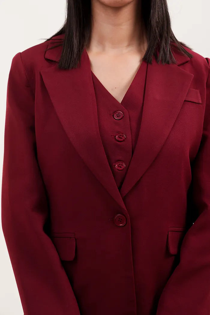 Ensemble 3 pièces élégant en  bordeaux