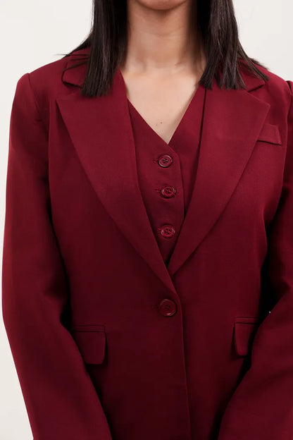 Ensemble 3 pièces élégant en  bordeaux