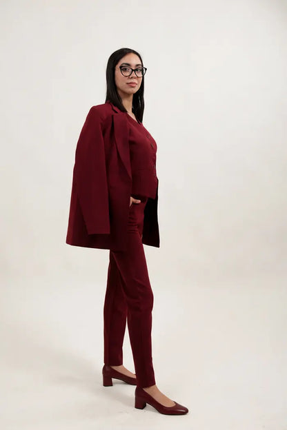 Ensemble 3 pièces élégant en  bordeaux